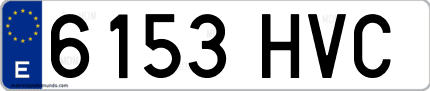 Ejemplo de matrícula de coche ordinaria 6153 HVC