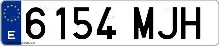 Ejemplo de matrícula española 6154 MJH