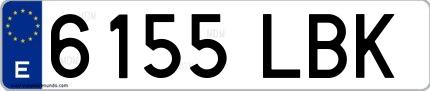 Ejemplo de matrícula española 6155 LBK
