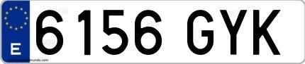 Ejemplo de matrícula española 6156 GYK
