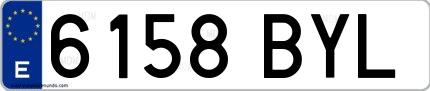 Ejemplo de matrícula española 6158 BYL