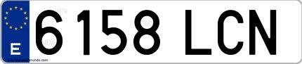 Ejemplo de matrícula española 6158 LCN