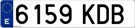 Ejemplo de matrícula española 6159 KDB
