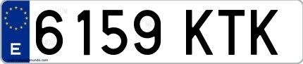 Ejemplo de matrícula española 6159 KTK