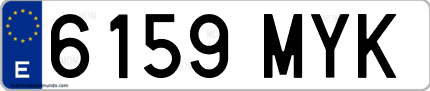 Ejemplo de matrícula de coche ordinaria 6159 MYK