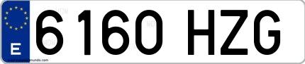 Ejemplo de matrícula española 6160 HZG