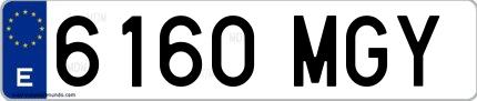 Ejemplo de matrícula española 6160 MGY