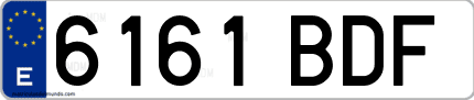 Ejemplo de matrícula de coche ordinaria 6161 BDF