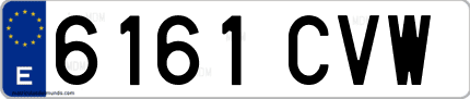 Ejemplo de matrícula de coche ordinaria 6161 CVW