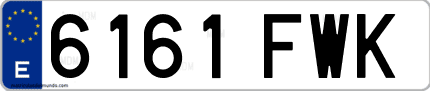 Ejemplo de matrícula de coche ordinaria 6161 FWK