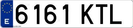 Ejemplo de matrícula de coche ordinaria 6161 KTL