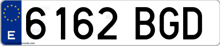 Ejemplo de matrícula de coche ordinaria 6162 BGD