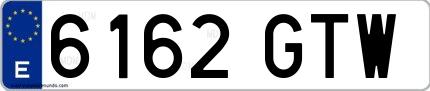 Ejemplo de matrícula española 6162 GTW
