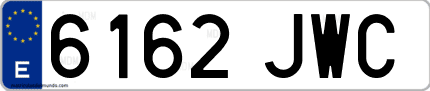 Ejemplo de matrícula de coche ordinaria 6162 JWC