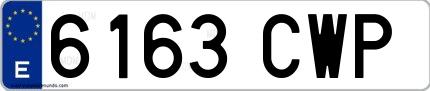 Ejemplo de matrícula española 6163 CWP