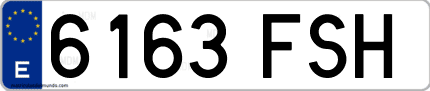 Ejemplo de matrícula de coche ordinaria 6163 FSH