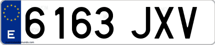 Ejemplo de matrícula de coche ordinaria 6163 JXV
