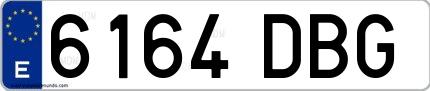 Ejemplo de matrícula española 6164 DBG