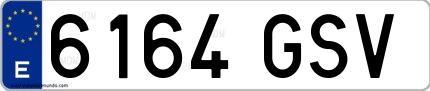 Ejemplo de matrícula española 6164 GSV
