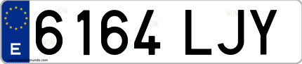 Ejemplo de matrícula de coche ordinaria 6164 LJY
