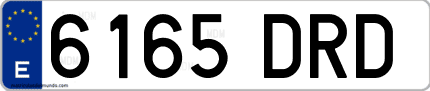 Ejemplo de matrícula de coche ordinaria 6165 DRD