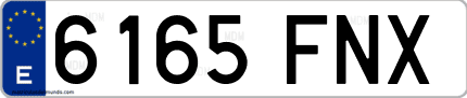Ejemplo de matrícula de coche ordinaria 6165 FNX