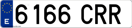 Ejemplo de matrícula de coche ordinaria 6166 CRR