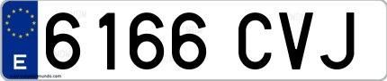 Ejemplo de matrícula española 6166 CVJ
