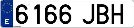 Ejemplo de matrícula española 6166 JBH