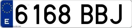 Ejemplo de matrícula española 6168 BBJ