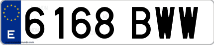 Ejemplo de matrícula de coche ordinaria 6168 BWW