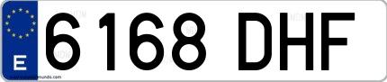 Ejemplo de matrícula española 6168 DHF
