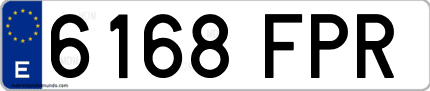 Ejemplo de matrícula de coche ordinaria 6168 FPR