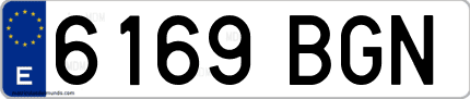 Ejemplo de matrícula de coche ordinaria 6169 BGN