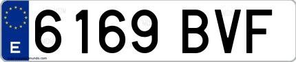 Ejemplo de matrícula española 6169 BVF