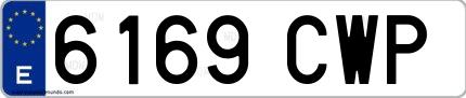 Ejemplo de matrícula española 6169 CWP