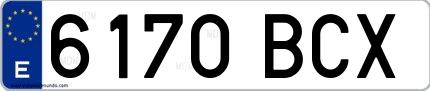 Ejemplo de matrícula española 6170 BCX