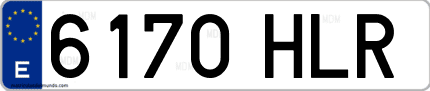 Ejemplo de matrícula de coche ordinaria 6170 HLR