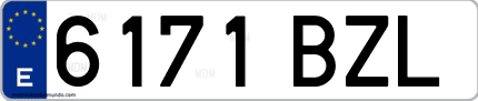 Ejemplo de matrícula de coche ordinaria 6171 BZL