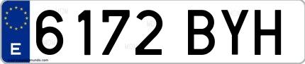 Ejemplo de matrícula española 6172 BYH