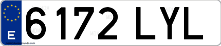 Ejemplo de matrícula de coche ordinaria 6172 LYL
