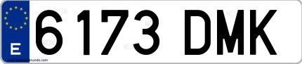 Ejemplo de matrícula española 6173 DMK