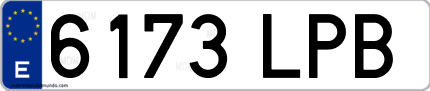 Ejemplo de matrícula de coche ordinaria 6173 LPB