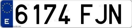 Ejemplo de matrícula española 6174 FJN