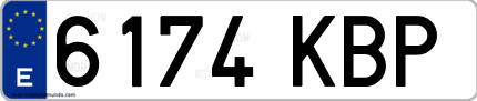 Ejemplo de matrícula de coche ordinaria 6174 KBP