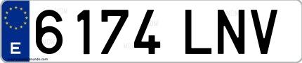 Ejemplo de matrícula española 6174 LNV
