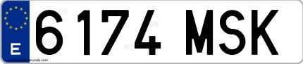 Ejemplo de matrícula española 6174 MSK