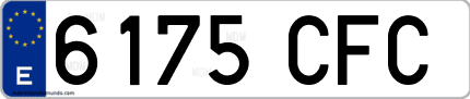 Ejemplo de matrícula de coche ordinaria 6175 CFC
