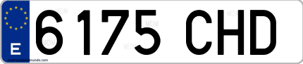 Ejemplo de matrícula de coche ordinaria 6175 CHD
