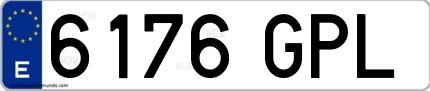 Ejemplo de matrícula española 6176 GPL